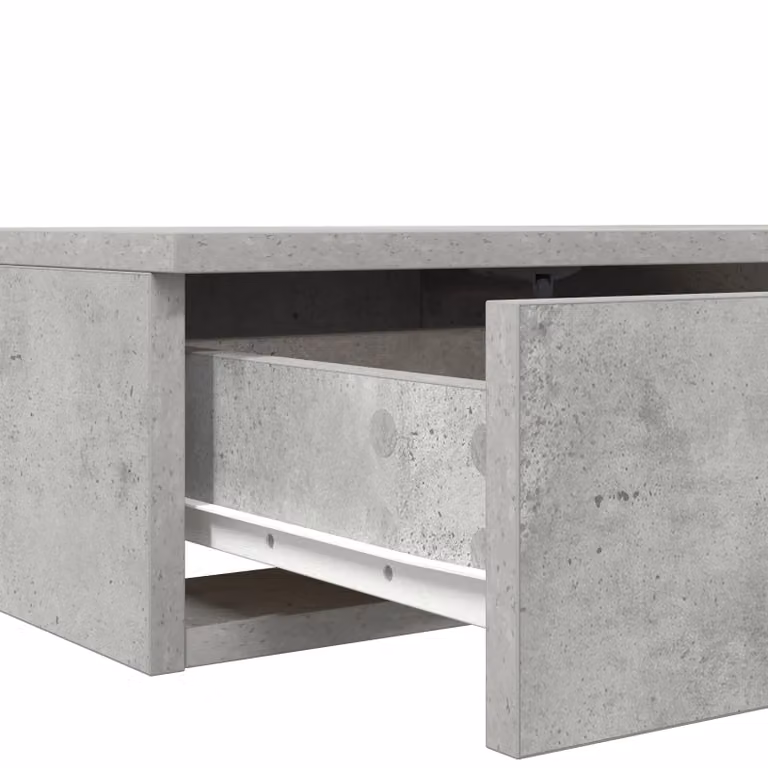Berkfield Home Bedside Table in Concrete Grey Engineered Wood W/D/H: 160 x 36.5 x 36.5 cm