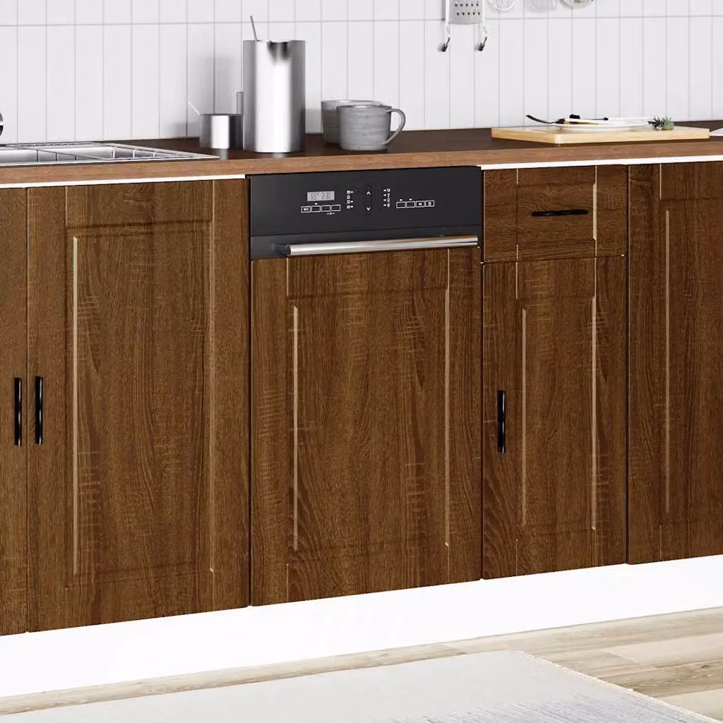 Berkfield Home Dishwasher Panel in Porto Brown Oak, Engineered Wood, W: 45 cm, H: 67 cm – 2
