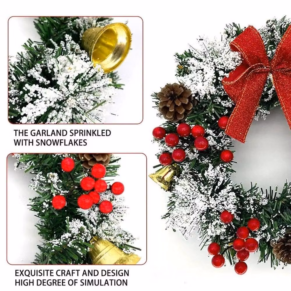 SPETLEK Artificial Christmas Wreath with Red Berries in Green, W/D/H: 100 x 60 x 20 cm – 2