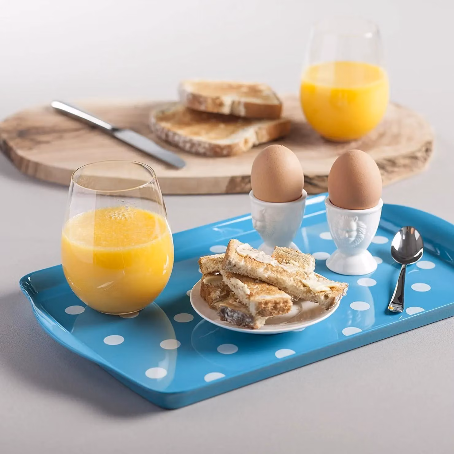 Zeal Melamine Dotted Rectangular Serving Tray with Handles, Blue/Turquoise, W: 38 cm, D: 24 cm, H: 2 cm – 2