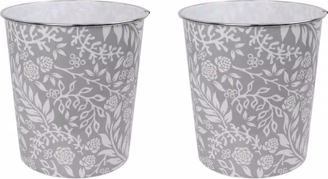JVL Onyx Round Waste Bin Set of 2, Grey Willow, 7L Capacity – 1