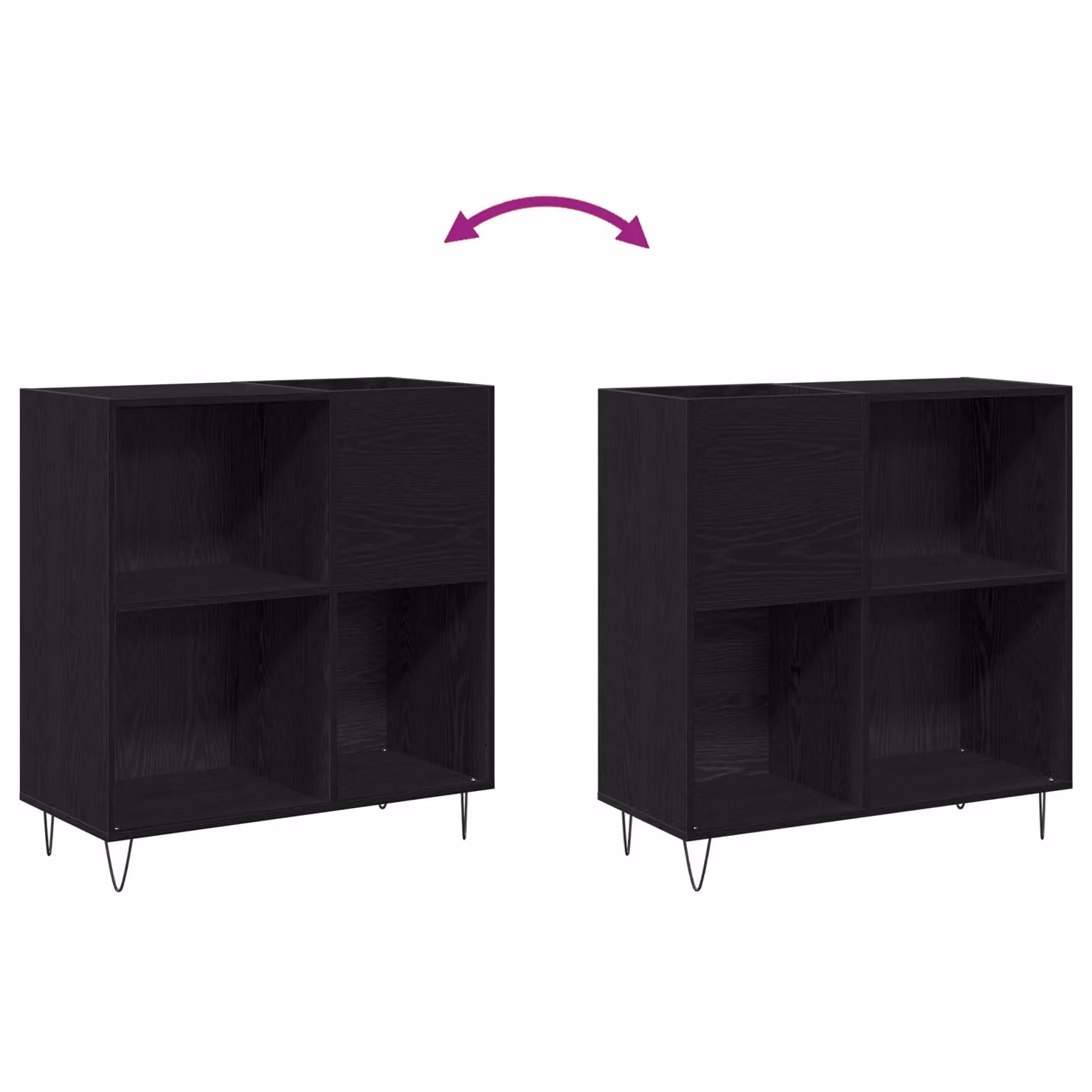 Berkfield Home Modern Black Oak Record Cabinet W/D/H: 84.5 x 38 x 90 cm – 6