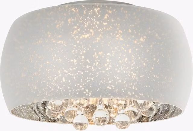 Perch & Parrow Fia Ceiling Flush Light in Chrome and White with Glass