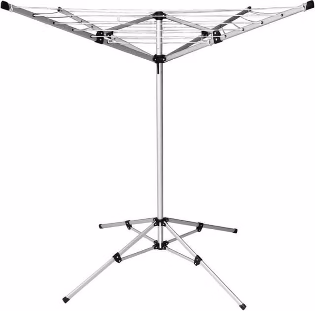 NESTLUNE Silver Aluminium 4 Arm Rotary Airer Outdoor Clothes Line with 16m Drying Length, W: 100 cm, D: 60 cm, H: 145 cm