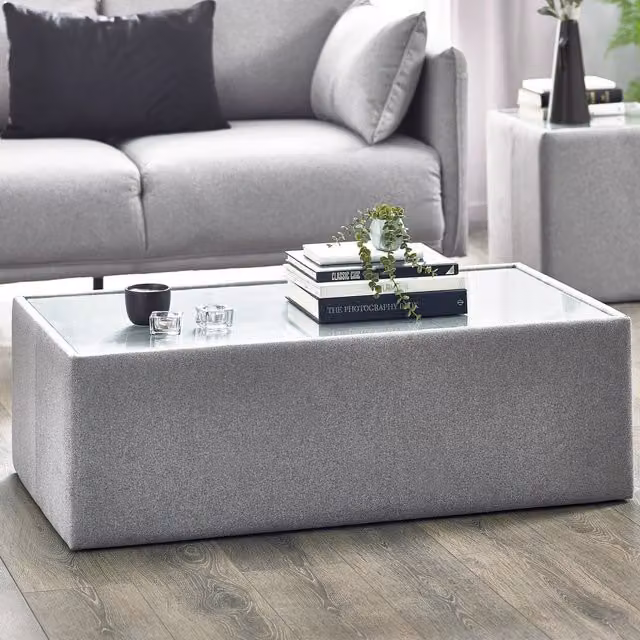 Julian Bowen Rohe Rectangular Glass Coffee Table in Grey