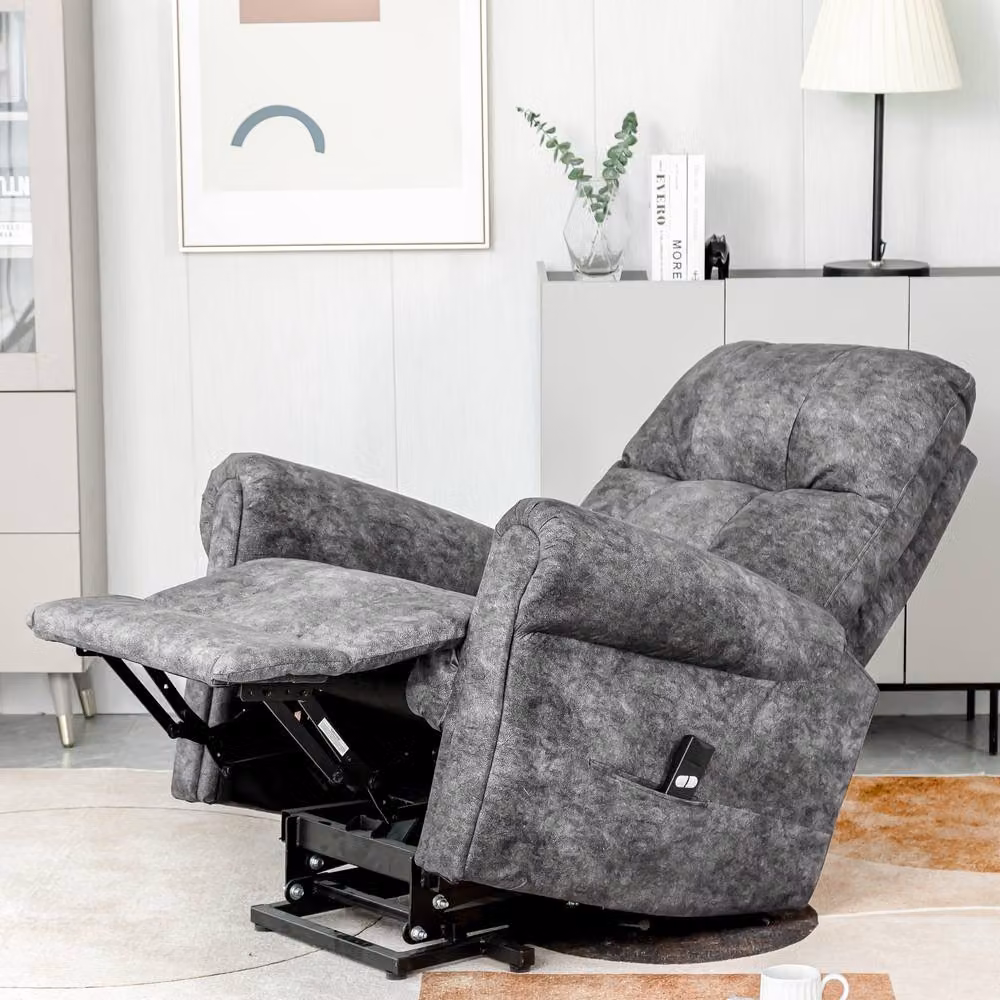 Matteo Power Lift Recliner Chair in Grey Fabric with Metal Frame – 7