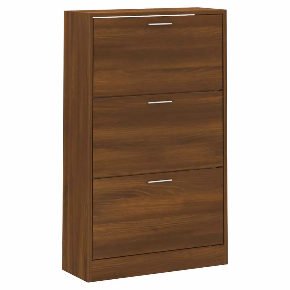 Berkfield Home Modern Brown Oak Shoe Cabinet with Tilting Compartments and Drawers, W/D/H: 63 x 24 x 103 cm – 3