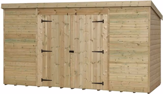 Empire Sheds Empire 5000 Pent Garden Shed with Central Double Doors, Green