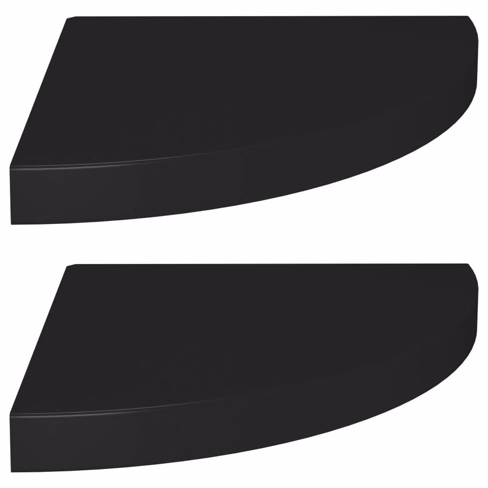 Berkfield Home Durable Floating Corner Shelves, 2 Pack, Black, W/D/H: 35 x 35 x 3.8 cm – 3
