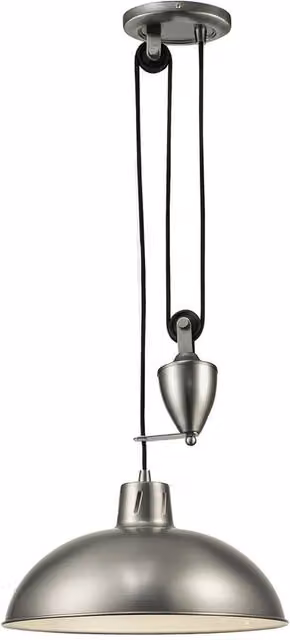 Wellington Pulley System Dome Ceiling Pendant Light in Antique Nickel with E27 Fitting