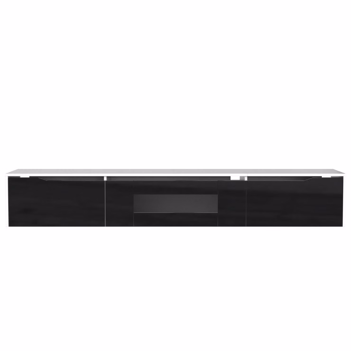 Aosom.UK Black High Gloss TV Unit with Colour Changing LED Lights and 3 Storage Spaces, W: 180 cm, D: 35 cm, H: 30 cm – 2