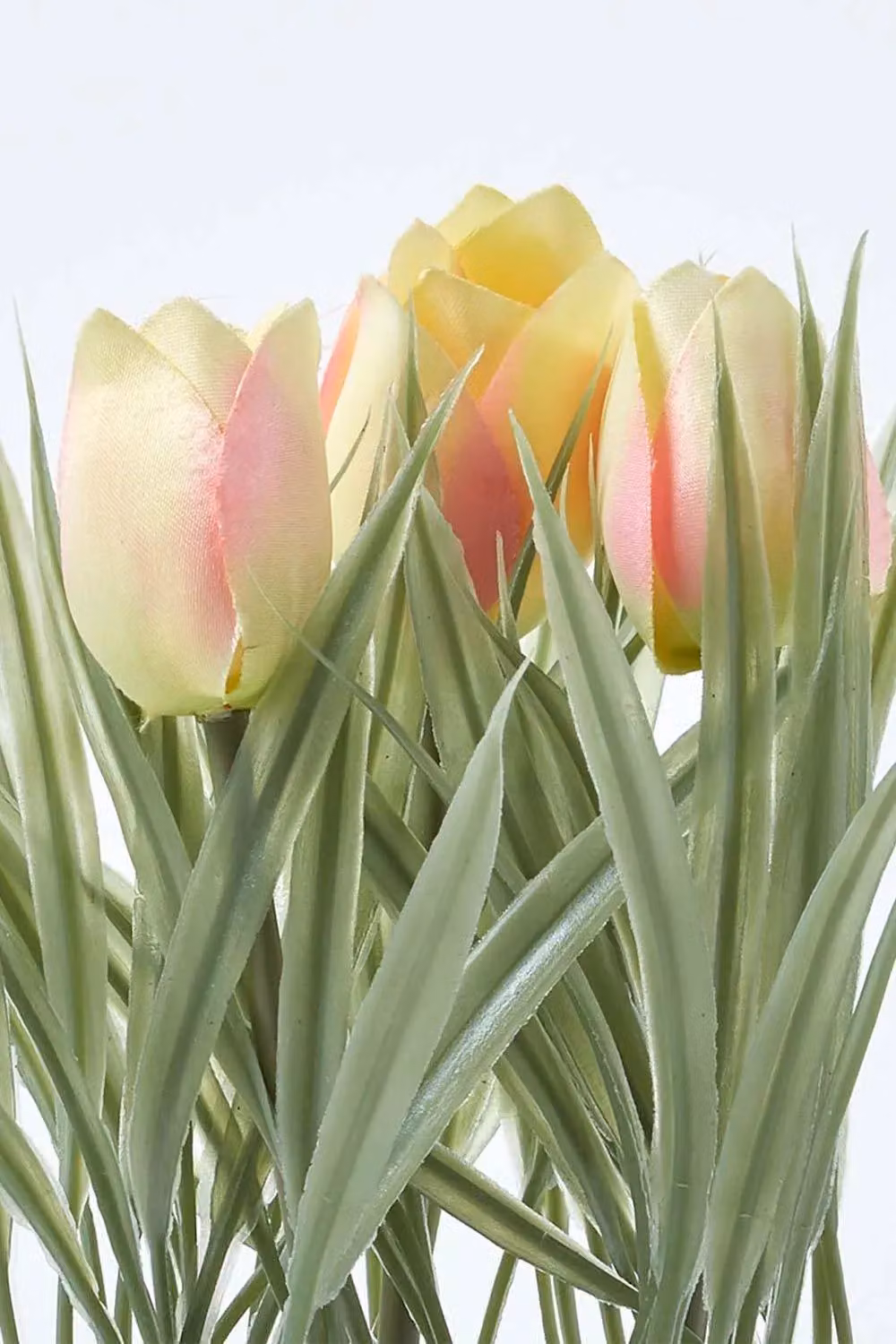 Homescapes Pink, White and Green Artificial Tulip Potted Plant in a Round Plastic Pot, Height: 22 cm – 2