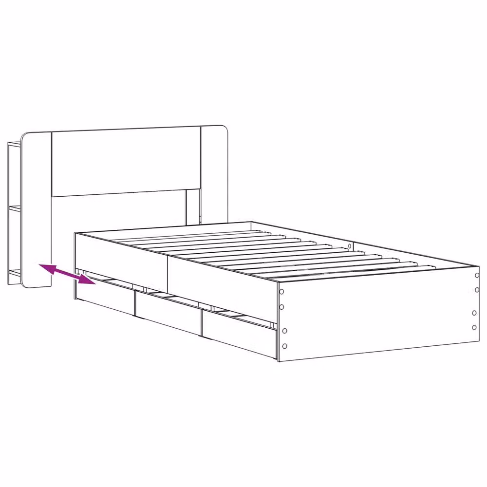 Berkfield Home Modern Black Bed Frame with Storage Drawers in Engineered Wood – 4
