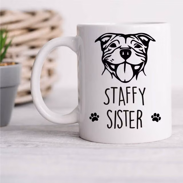60 Second Makeover Staffy Sister Ceramic Mug in White