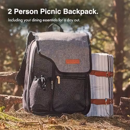 VonShef Grey 2 Person Picnic Backpack – 2