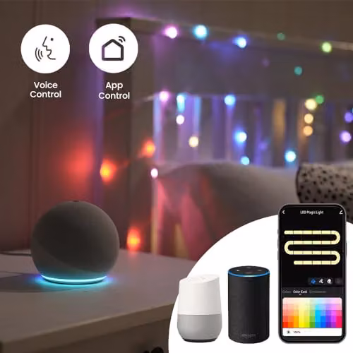 ValueLights Smart RGBIC LED Fairy String Lights, 10m Multicolour String Lights with App and Voice Control, IP65 Waterproof for Indoor and Outdoor Use – 3