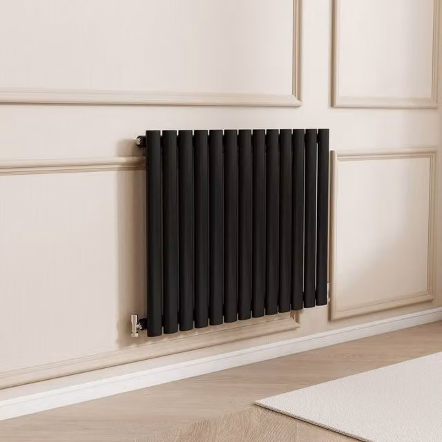 Banyetti Orva Black Horizontal Single Oval Column Radiator, W/H: 60.0 x 76.7 cm – 1