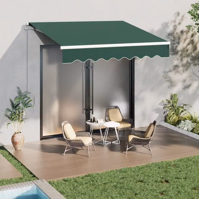 Breeins Green Outdoor Retractable Polyester Awning for Windows and Doors, Width: 250 cm