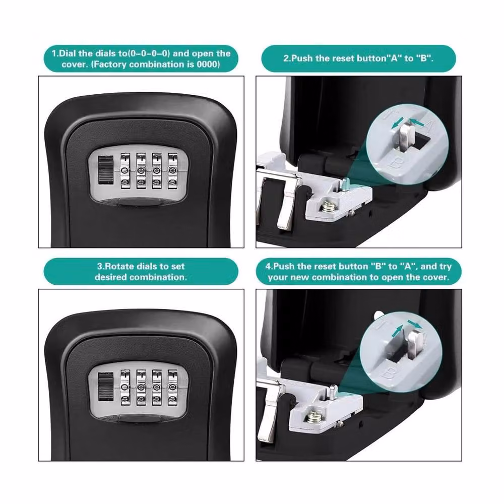 FLAVORA Wall Mounted 4 Digit Combination Key Safe in Black – 4