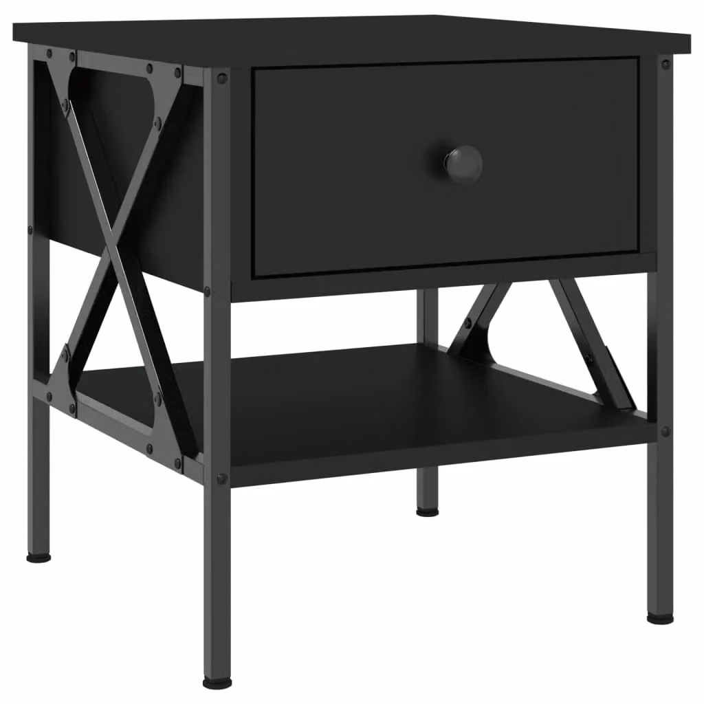 Berkfield Home Industrial Black Bedside Table W/D/H: 40 x 42 x 45 cm – 2
