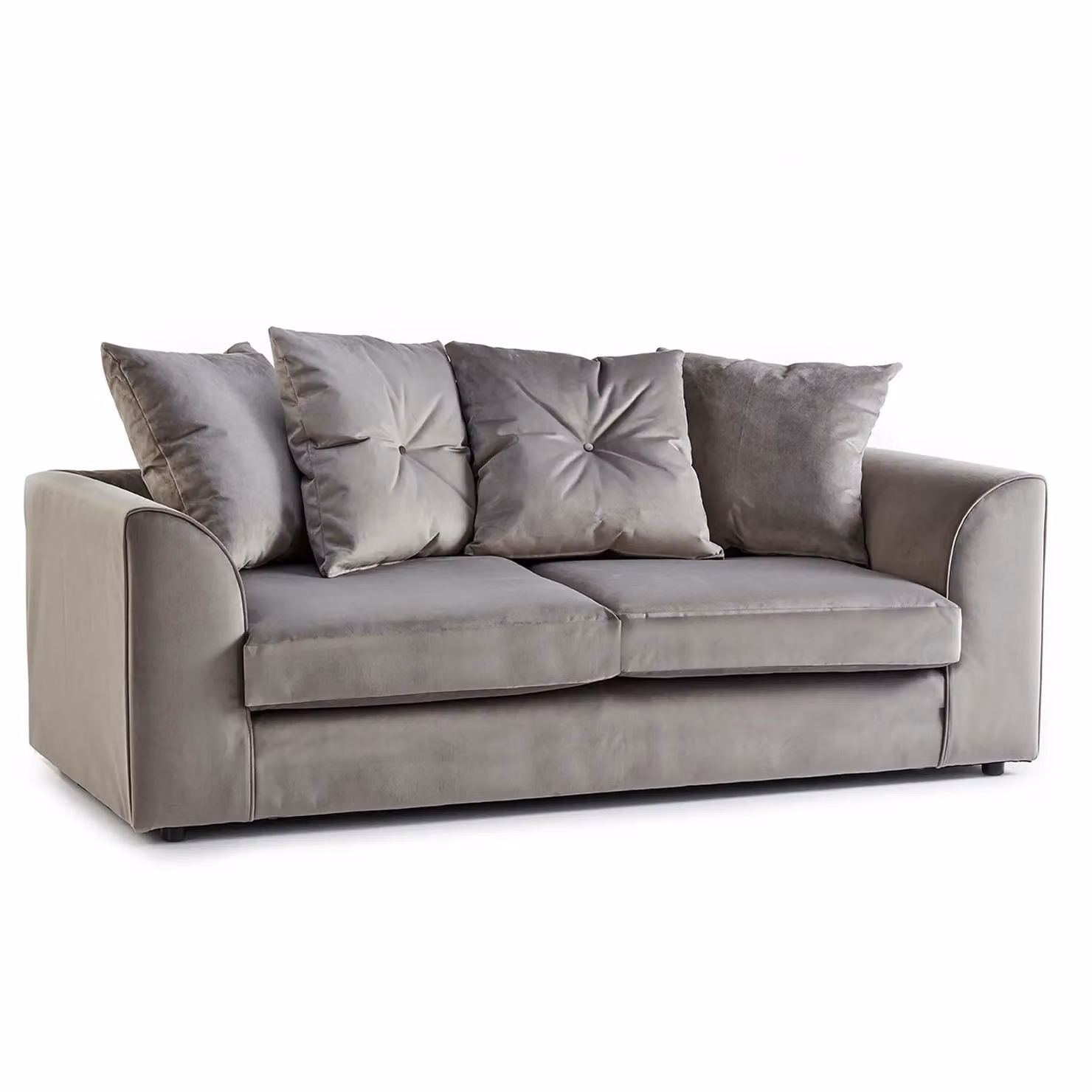 Furnishings For Less UK Fernando Soft Plush Velvet Fabric Sofa Set, 3 and 2 Seater with Scatter Back in Grey – 2