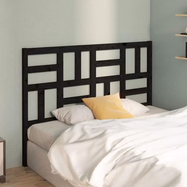 Berkfield Home Black Rustic Solid Pine Bed Headboard W: 126 cm, D: 4 cm, H: 104 cm – 1