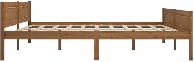 Berkfield Home Modern Solid Pinewood Bed Frame, Brown, W/D/H: 200 x 163 x 206 cm