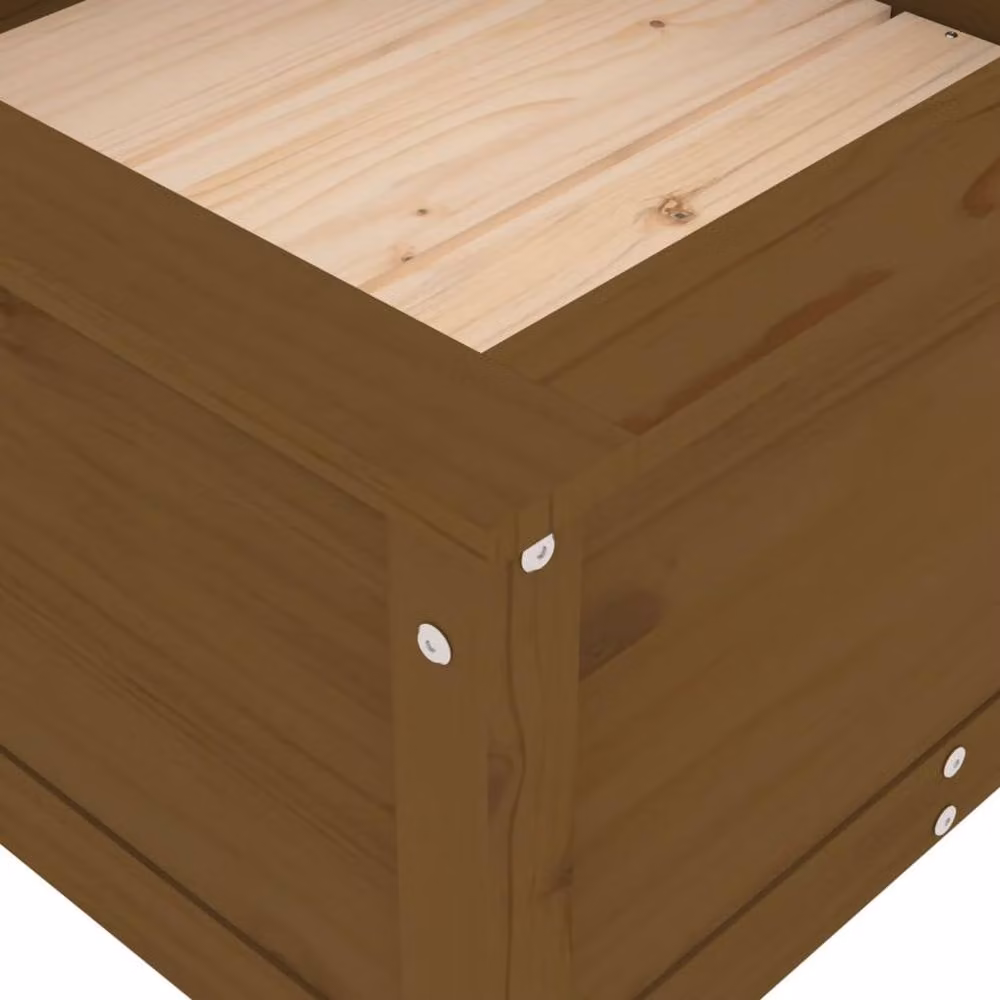 Berkfield Home Brown Wooden Garden Planter Tub W/D/H: 82.5 x 82.5 x 39 cm – 4