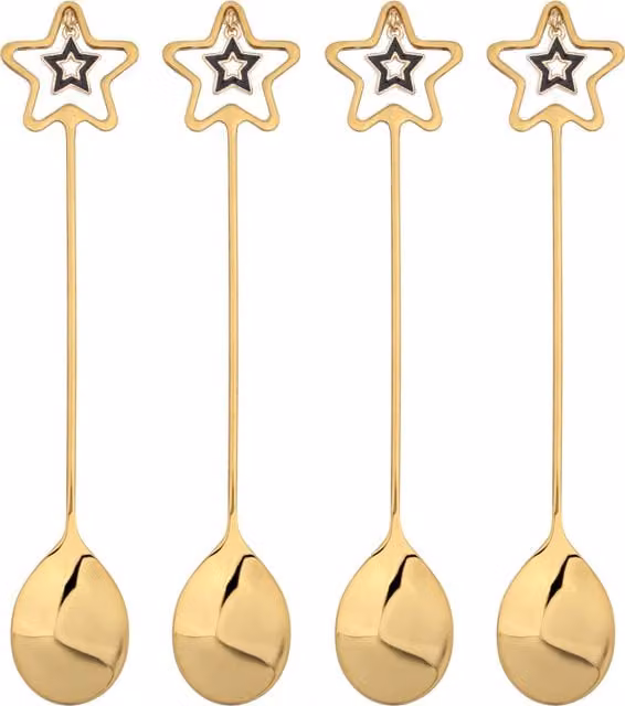 Glim & Glam Gold Christmas Star Stainless Steel Teaspoons, 4 Pieces – 1