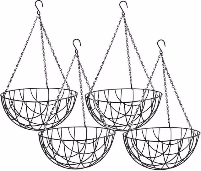 Kelvenix Black Steel Hanging Basket Planter