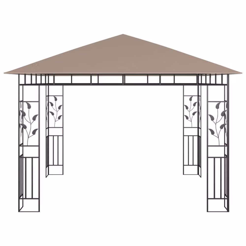 Berkfield Home Gazebo with Mosquito Net and LED String Lights, Beige, W/D/H: 300 x 300 x 273 cm – 4