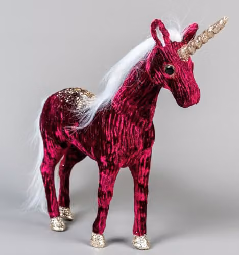 SHATCHI Unicorn Figure Tabletop Centrepiece in Burgundy, Gold and White, Height: 33 cm