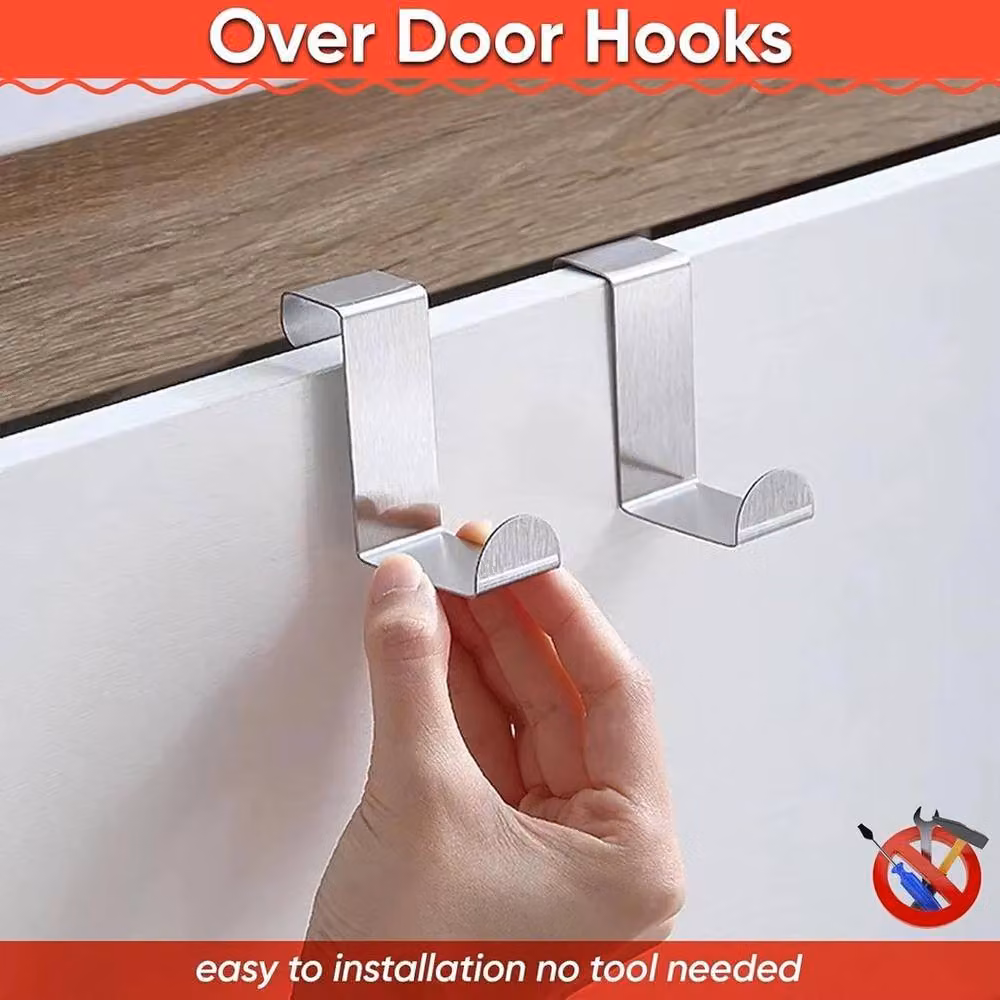 FLAVORA 20-Piece Reversible Metal Door Hanger Hooks in Silver, W: 52 cm, H: 1000 cm – 2