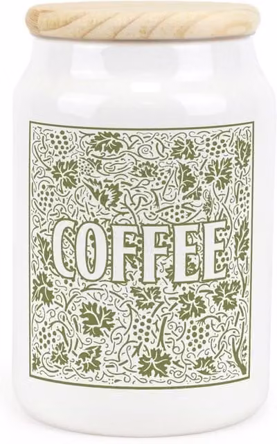 Purely Home Floral Green and White Ceramic Coffee Storage Canister