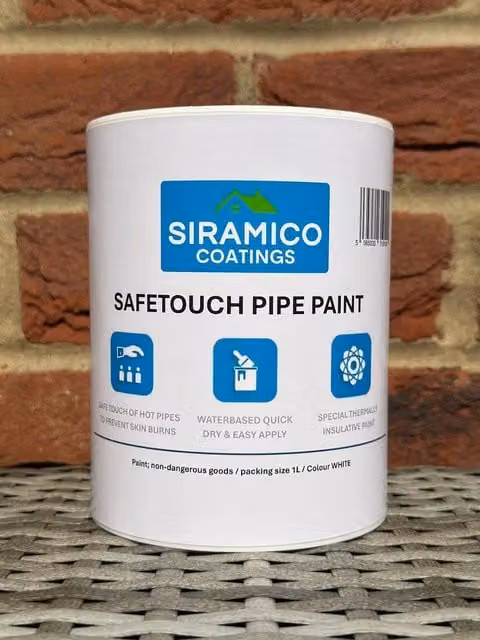 SIRAMICO COATINGS Safetouch Pipe Paint, White, 1 Litre, Water-based Thermal Insulation Paint