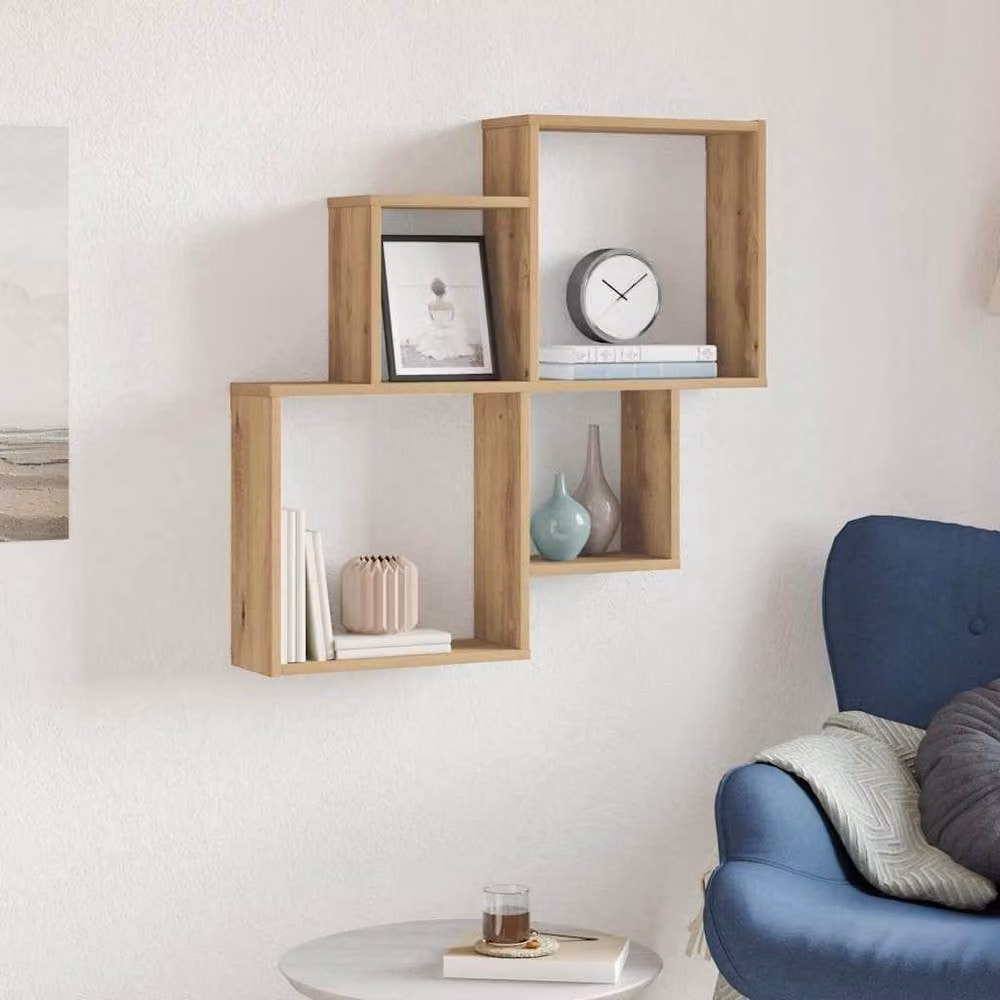 Berkfield Home Artisan Oak Wall Shelf, Brown, W: 80 cm, D: 15 cm, H: 78.5 cm – 2