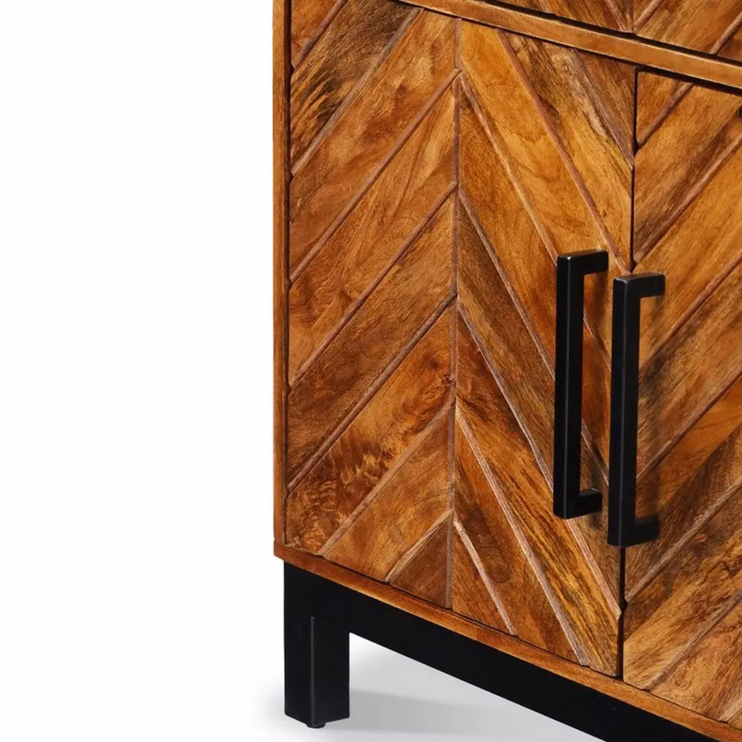 Jaipur Furniture Ltd Parquet Large Sideboard in Brown Mango Wood and Black Iron, W170 x D40 x H80 cm – 3