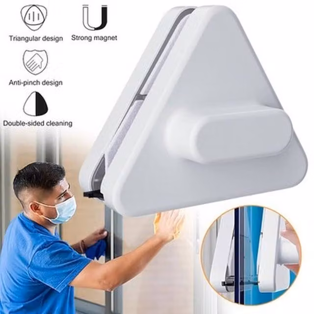 NESTLUNE Double Sided Indoor and Outside Window Cleaner Squeegee, White, W: 100 cm, H: 15 cm