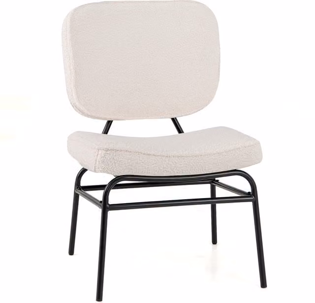 Costway Modern White Bouclé Fabric Upholstered Accent Chair with Metal Frame