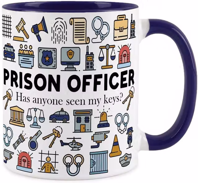 Purely Home Novelty Prison Officer Ceramic Mug in Blue