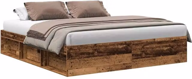 Berkfield Home Bed Frame in Old Wood Brown, Engineered Wood, 200 x 200 cm