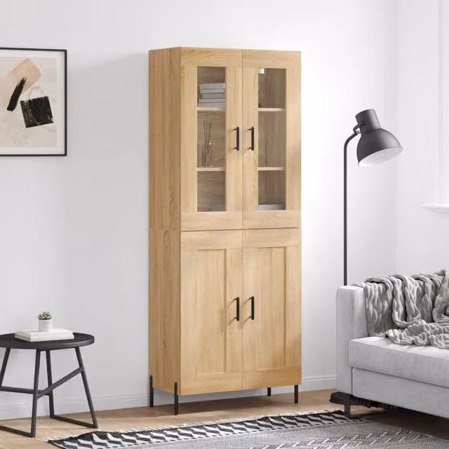 Berkfield Home Sonoma Oak Highboard in Brown, W/D/H: 69.5 x 34 x 180 cm – 1