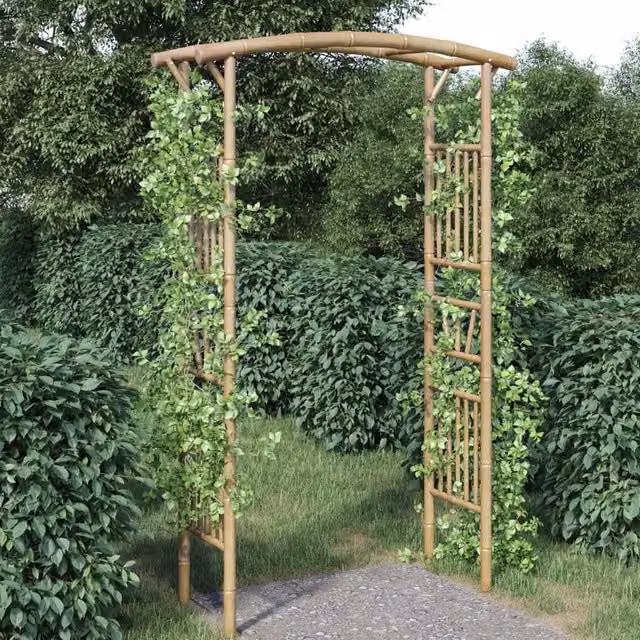 Berkfield Home Brown Bamboo Rose Arch W/D/H: 118 x 40 x 187 cm