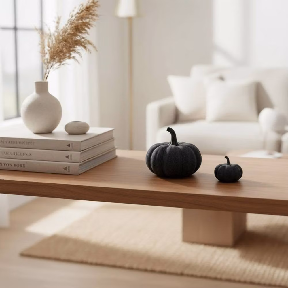 Four Candle Black Ceramic Pumpkin Tabletop Ornament – 2