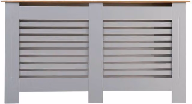 PAWNORA Large MDF Radiator Cover Slat Grille Cabinet in Grey