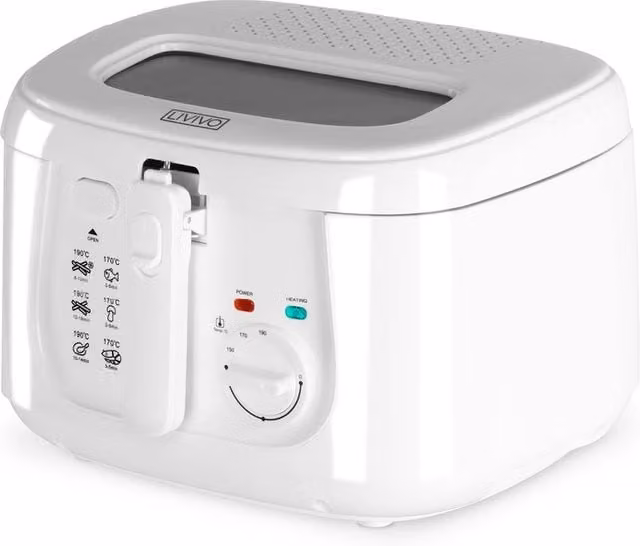 LIVIVO 2.5L Electric Deep Fat Fryer in White with Viewing Window