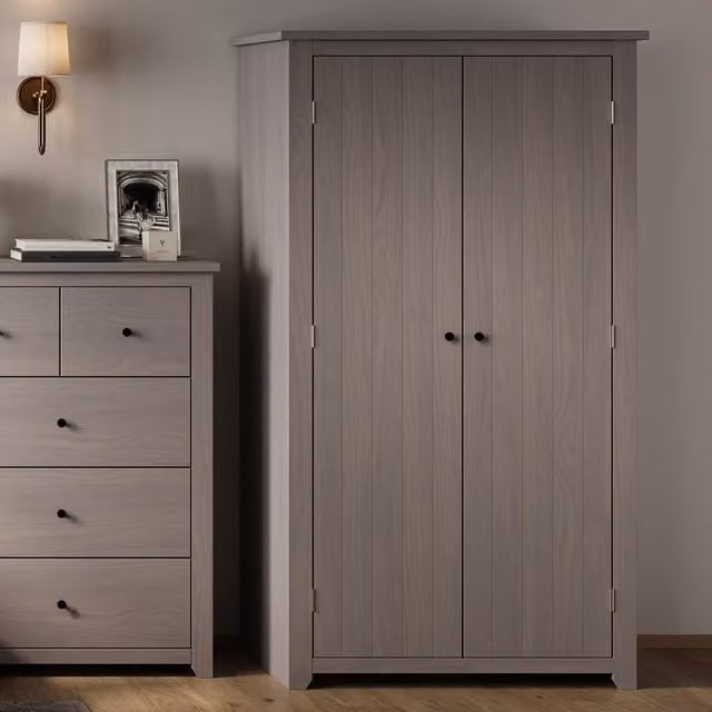 LPD Home Havana 2 Door Wardrobe in Grey Rustic Pine Wood