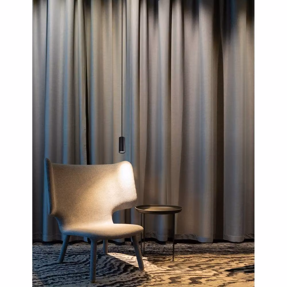Netlighting Aila Slim Cylinder Pendant Ceiling Light in Black Aluminium with Dimmable LED GU10 – 2