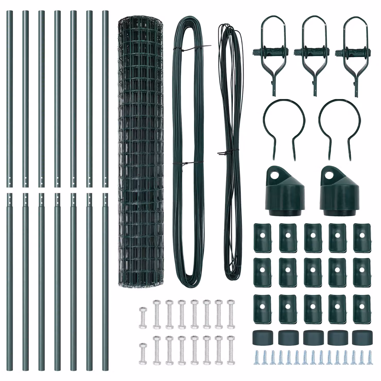 Berkfield Home Euro Fence with 7 Posts, Galvanised Steel, Green and Silver, W: 10 m, H: 1.5 m – 3
