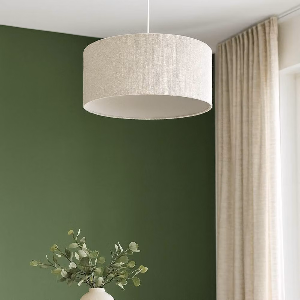 CGC Lighting Petra White Boucle Round Ceiling or Table Lamp Shade, Diameter: 45 cm – 5